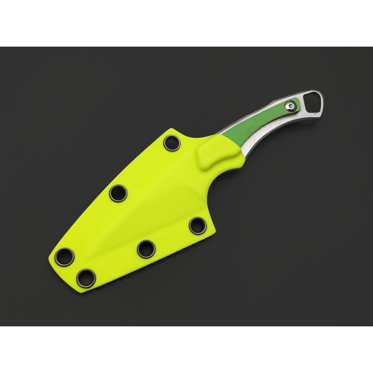Knife Tech нож Гелион сталь K340 сатин, рукоять G10 зелёный с оранжевым, kydex неоново-жёлтый