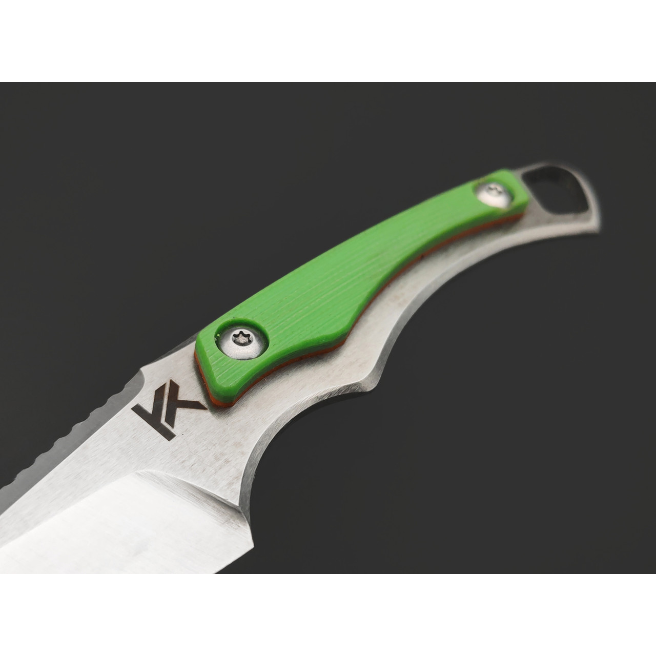 Knife Tech нож Гелион сталь K340 сатин, рукоять G10 зелёный с оранжевым, kydex неоново-жёлтый