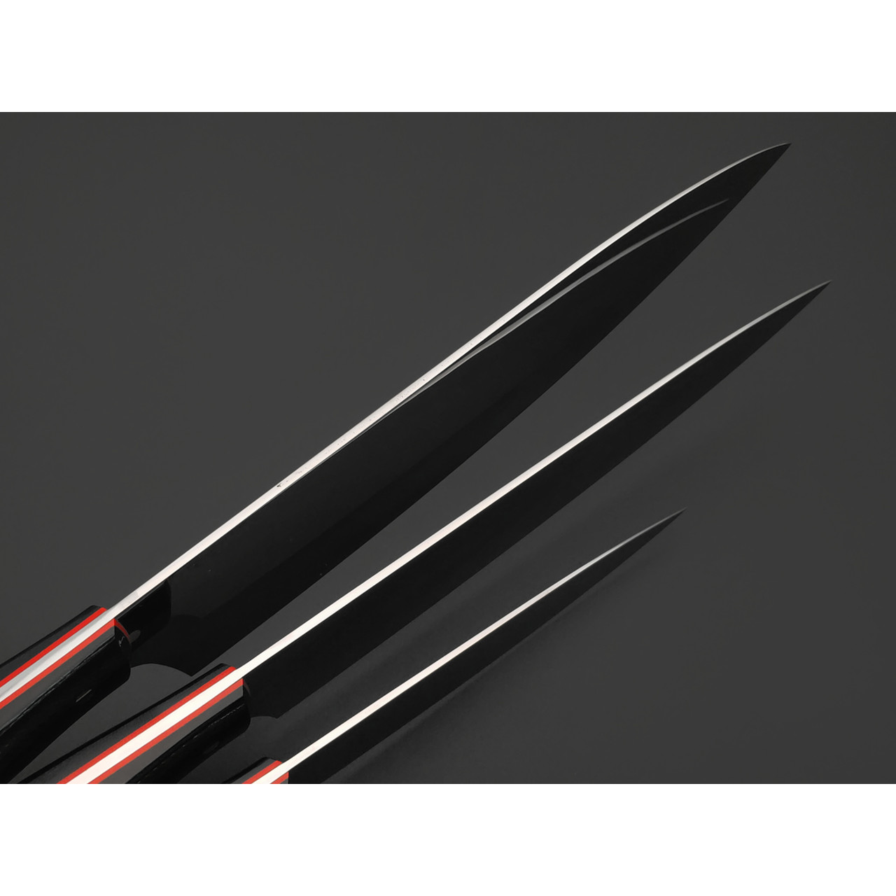 Набор из 3-х кухонных ножей, сталь N690, рукоять G10 black (Товарищество Завьялова)