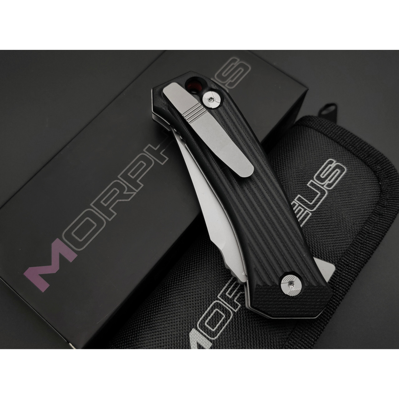 Morpheus складной нож Krait MPH04 сталь VG-10 bead-blast, рукоять G10 чёрный с красным