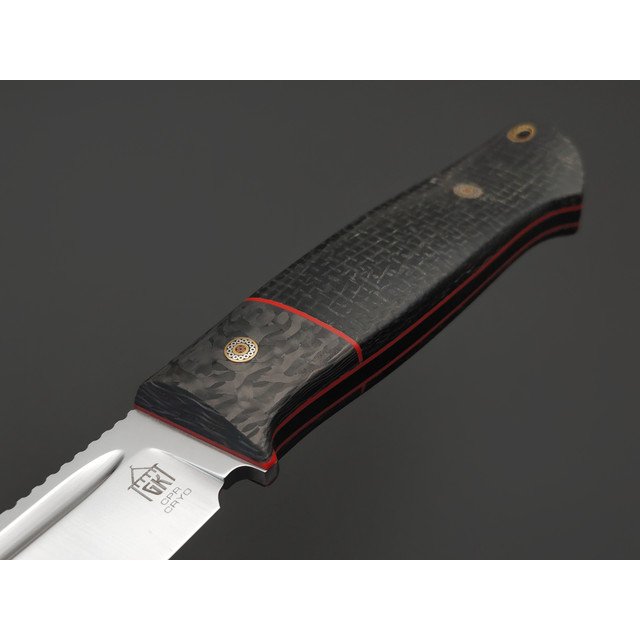 Град Горький нож Тигр сталь CPR satin, рукоять Carbon fiber, Micarta, G10, пины