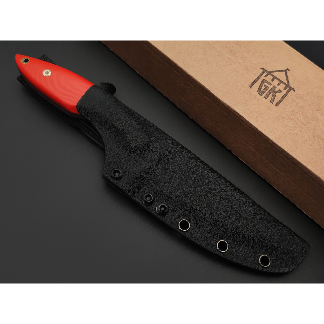Град Горький нож Канадец сталь Elmax bead-blast, рукоять G10 red & black, пины