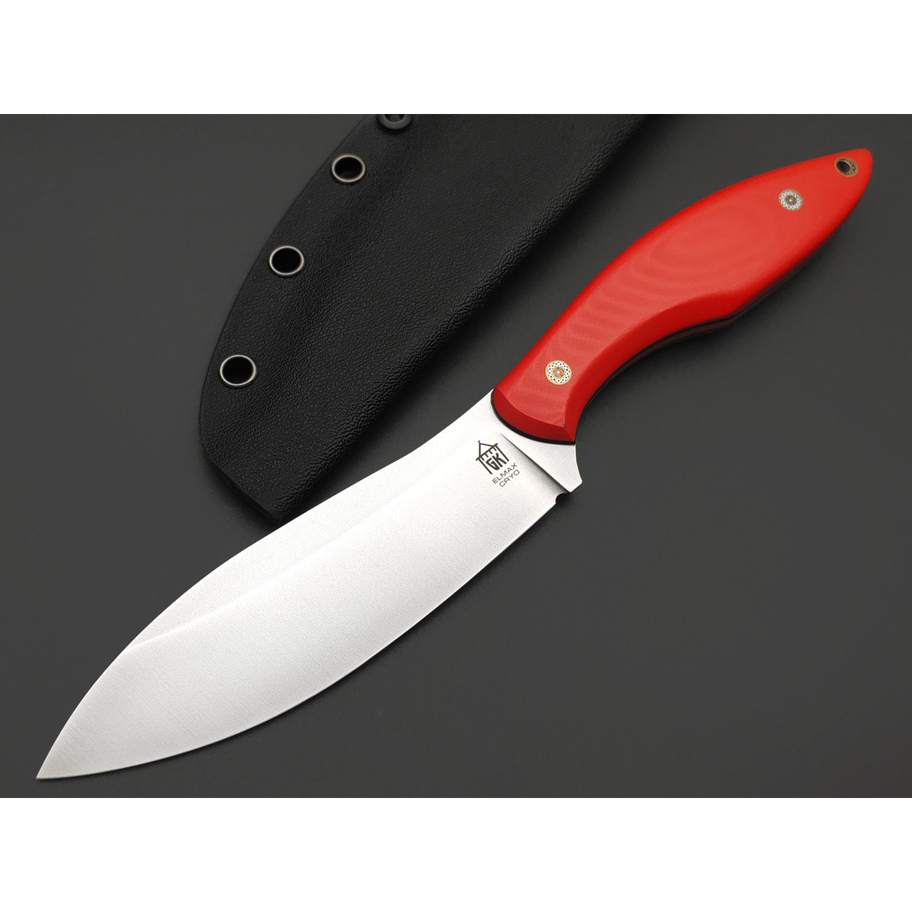 Град Горький нож Канадец сталь Elmax bead-blast, рукоять G10 red & black, пины
