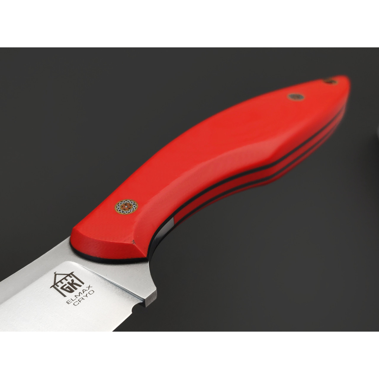 Град Горький нож Канадец сталь Elmax bead-blast, рукоять G10 red & black, пины