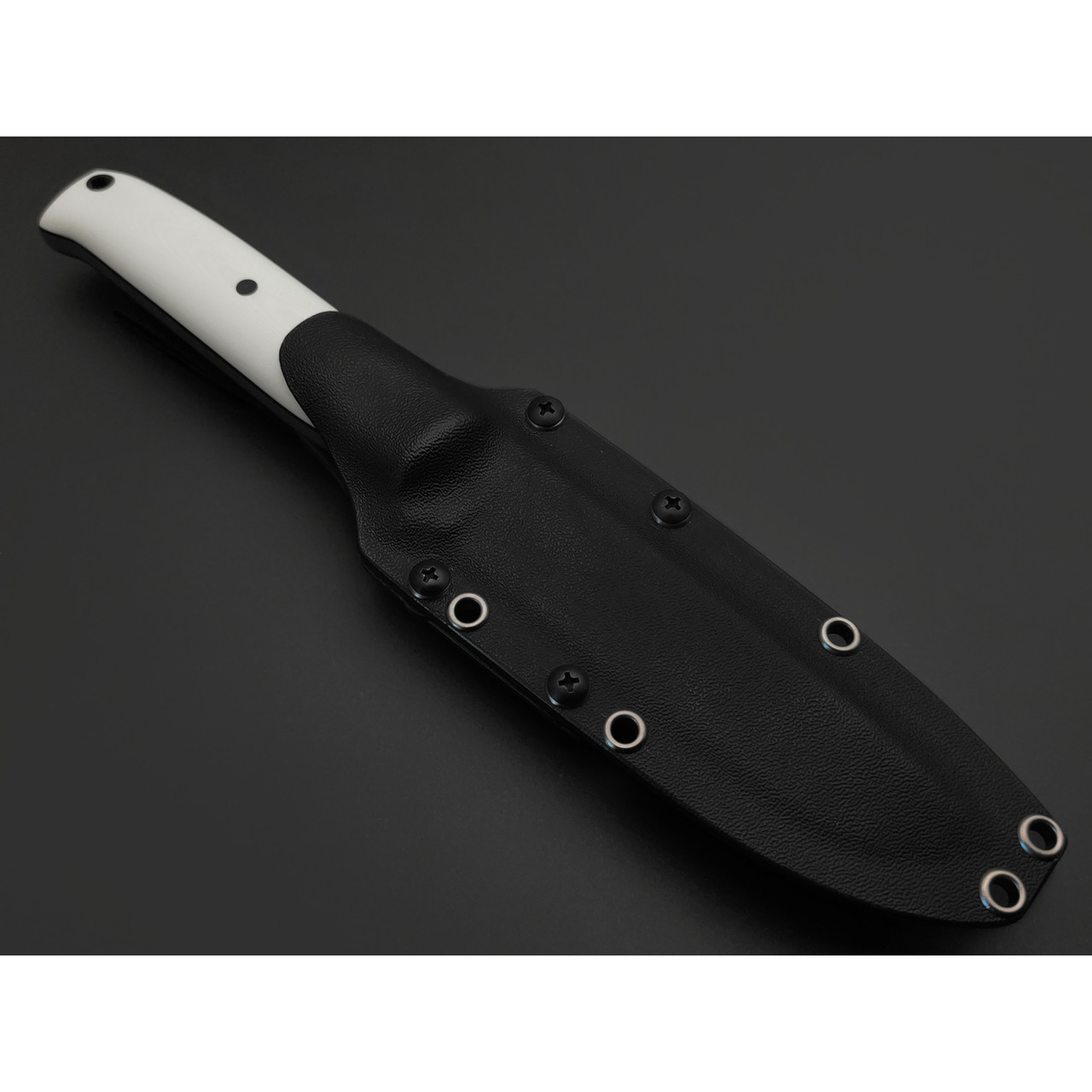 Волчий Век нож Wolfkniven сталь 95Х18 WA стоунвош, рукоять G10 белый с чёрным, пины карбон