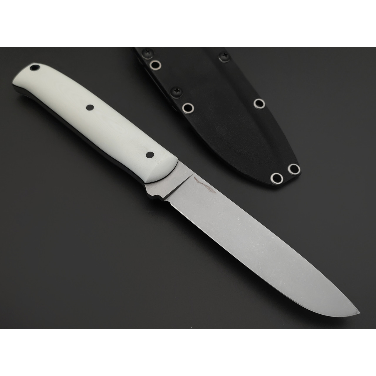 Волчий Век нож Wolfkniven сталь 95Х18 WA стоунвош, рукоять G10 белый с чёрным, пины карбон