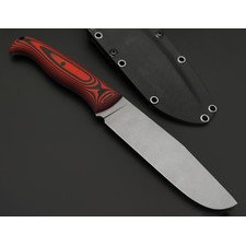 Волчий Век нож Ямской сталь 95Х18 WA стоунвош, рукоять G10 чёрный с красным, пины карбон