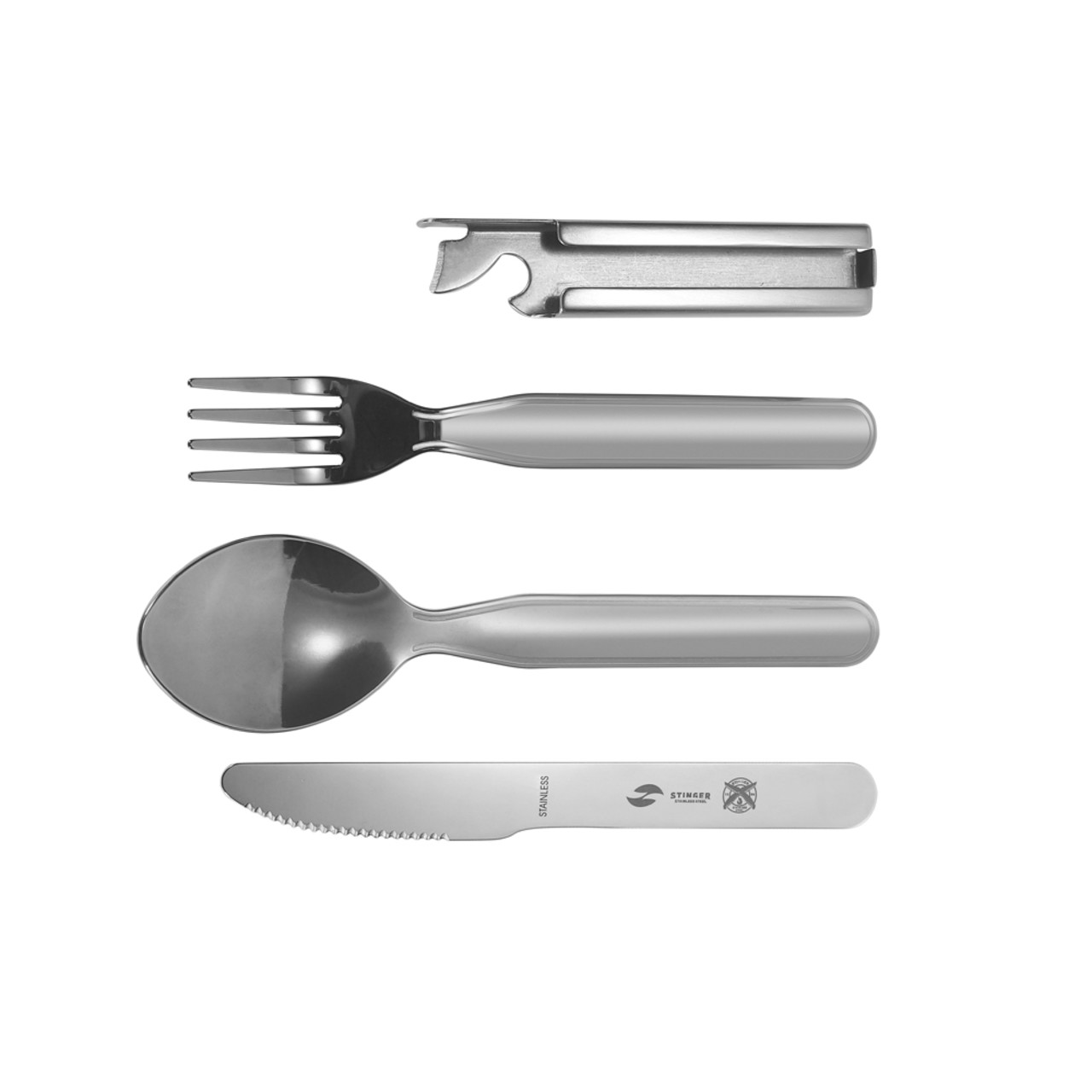 Stinger набор столовых приборов для кемпинга SET-K704F-SS сталь 420 (нож, ложка, вилка, открывалка)