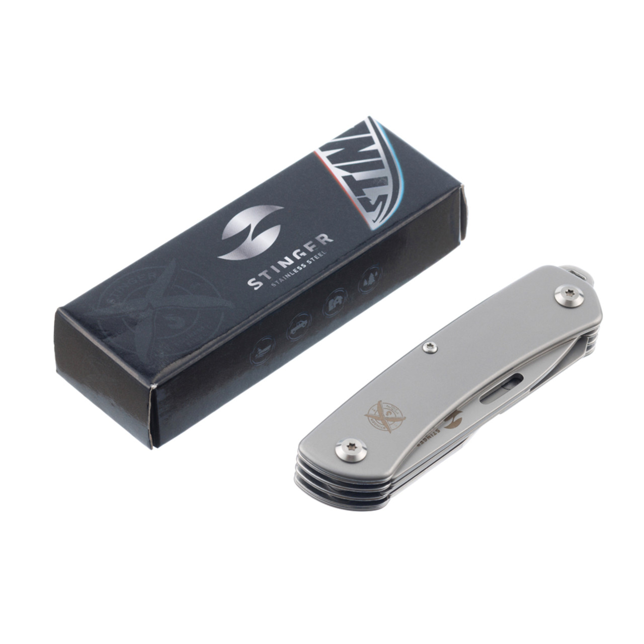 Stinger многофункциональный нож FK-GHS1-S (10 функций) сталь 440A, рукоять нерж. сталь