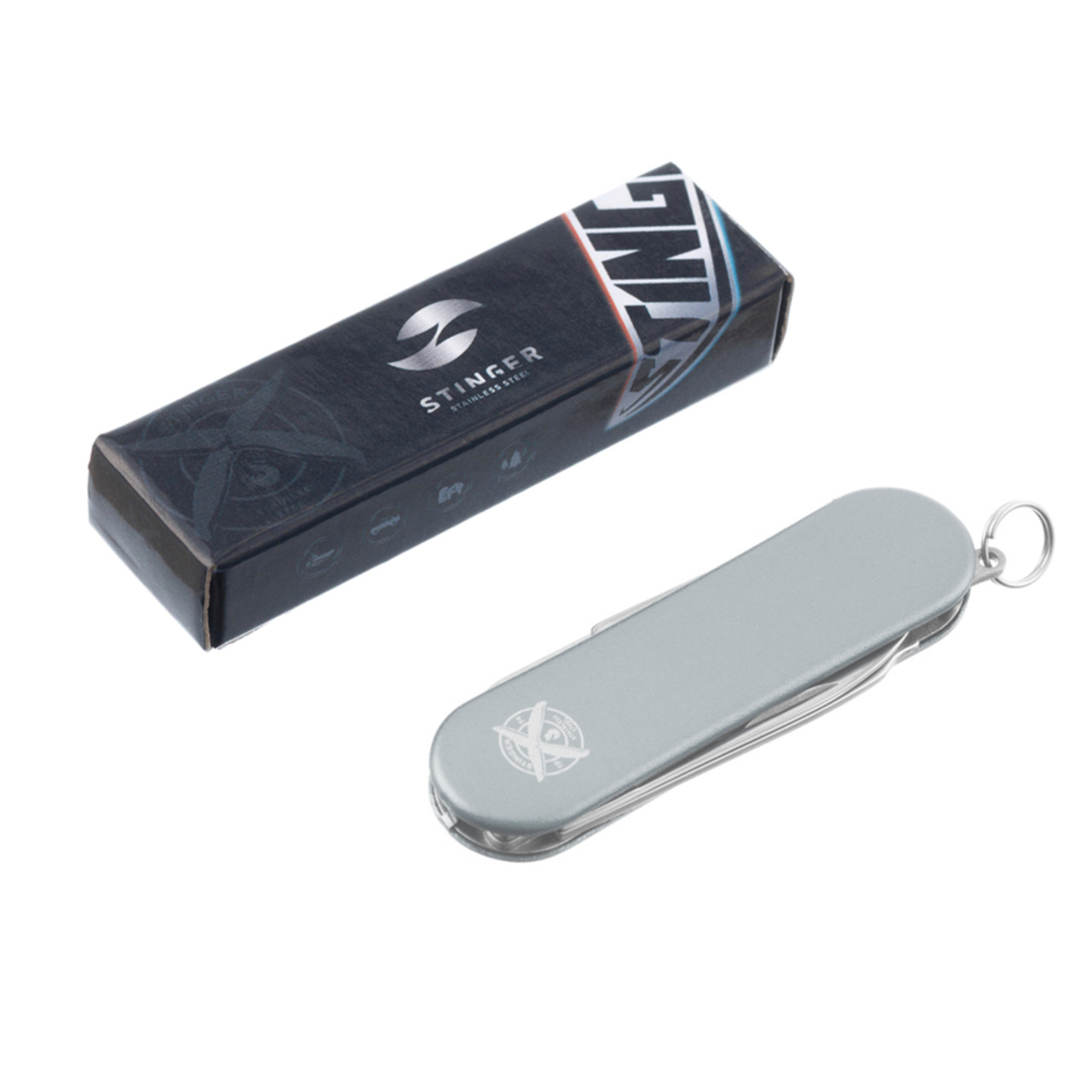 Stinger многофункциональный нож-брелок FK-K7003LG-SILVER сталь 420, рукоять алюминий серебристый