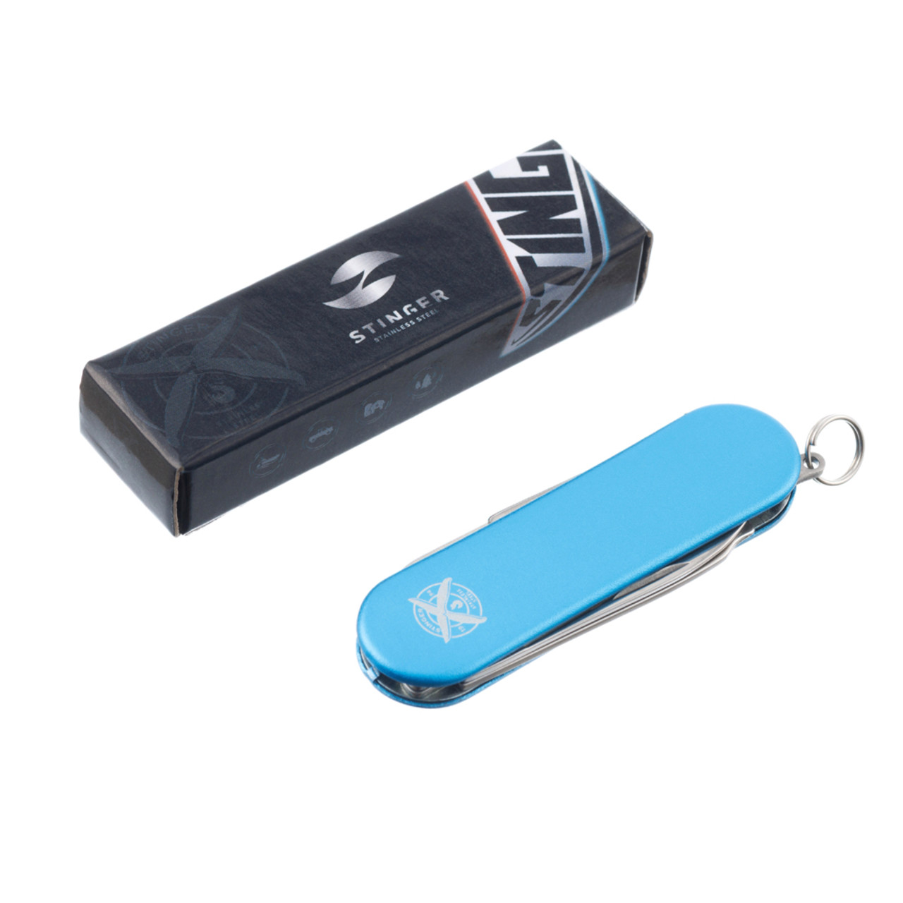 Stinger многофункциональный нож-брелок FK-K7003LG-BLUE сталь 420, рукоять алюминий голубой