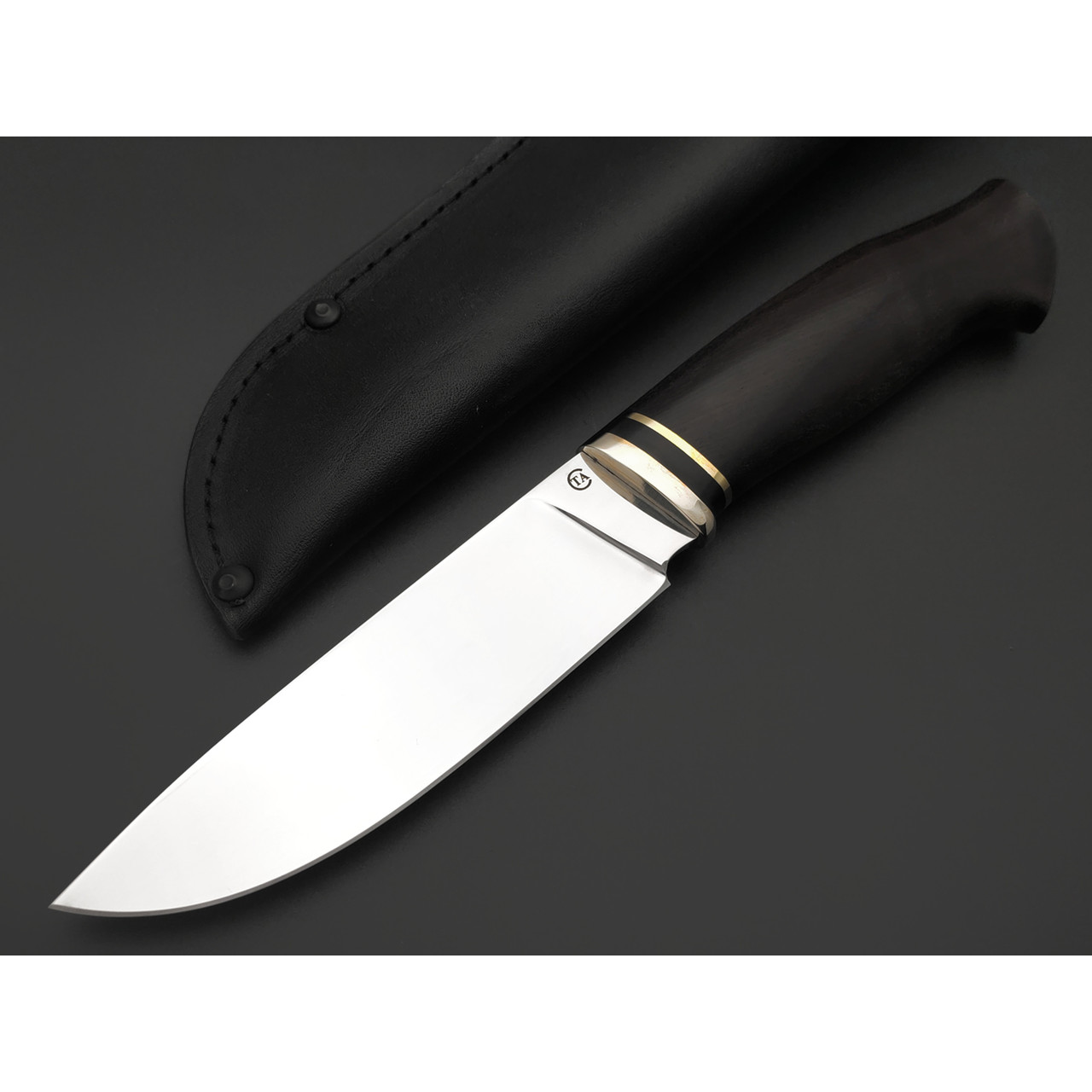 Титов и Солдатова нож Сибиряк сталь 95Х18, рукоять Чёрный граб, эбонит, латунь