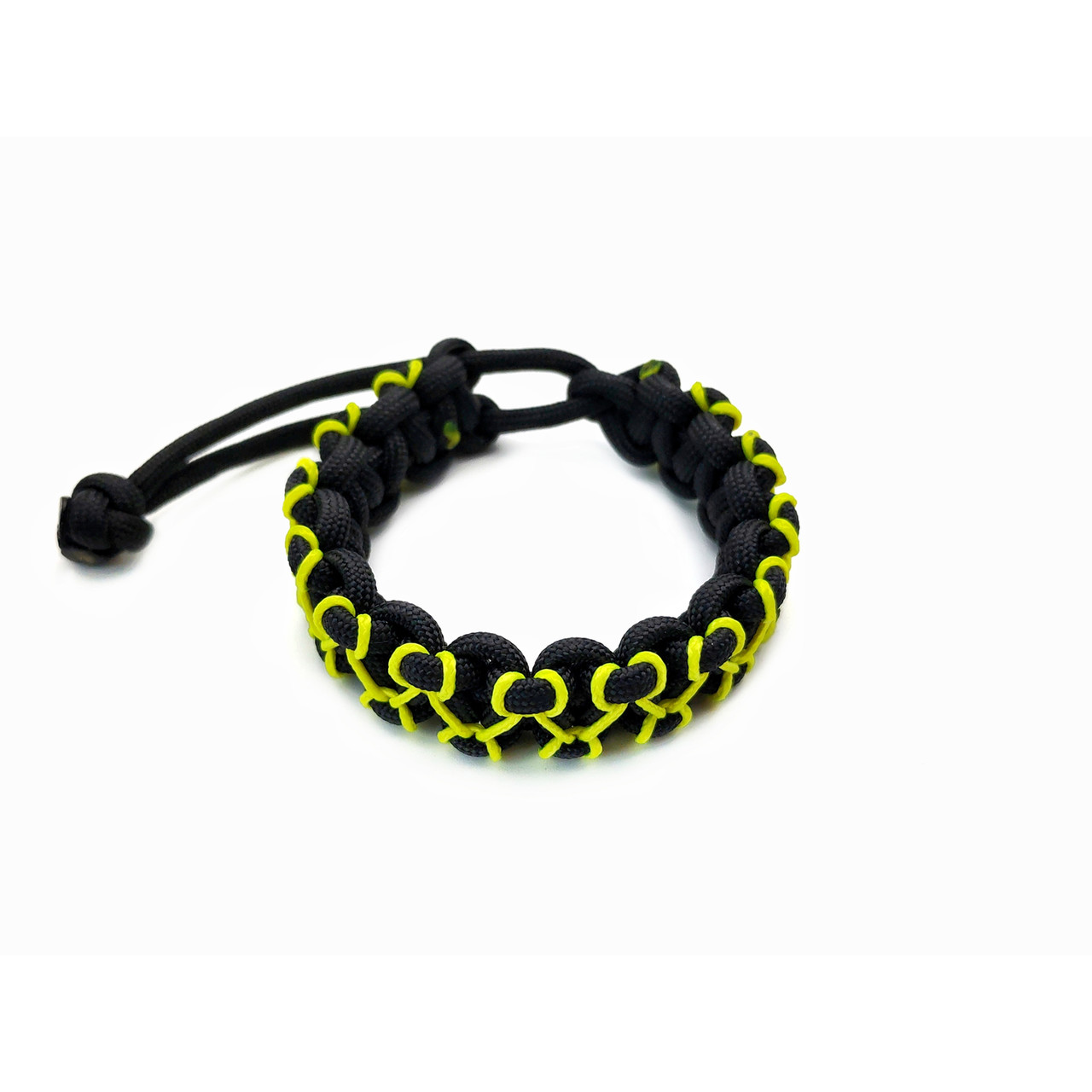 ОрЛина браслет из паракорда Mad Max - Black 550 & Neon Yellow Microcord, размер XS