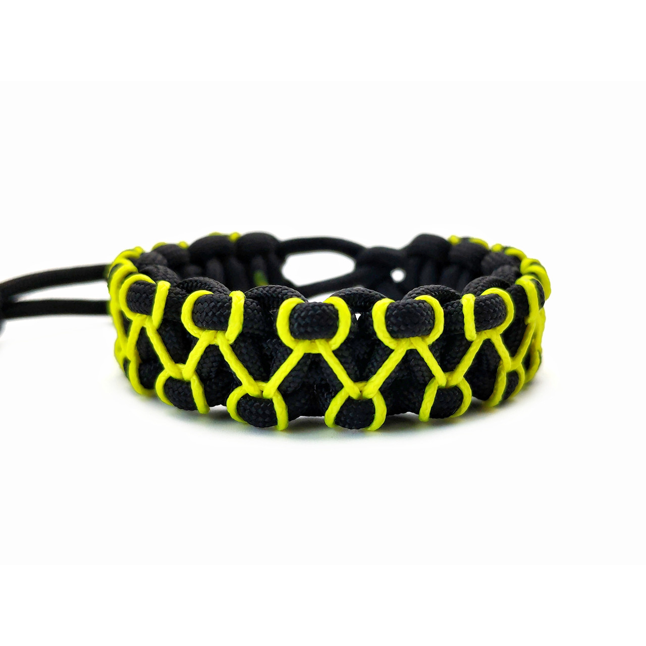 ОрЛина браслет из паракорда Mad Max - Black 550 & Neon Yellow Microcord, размер XS