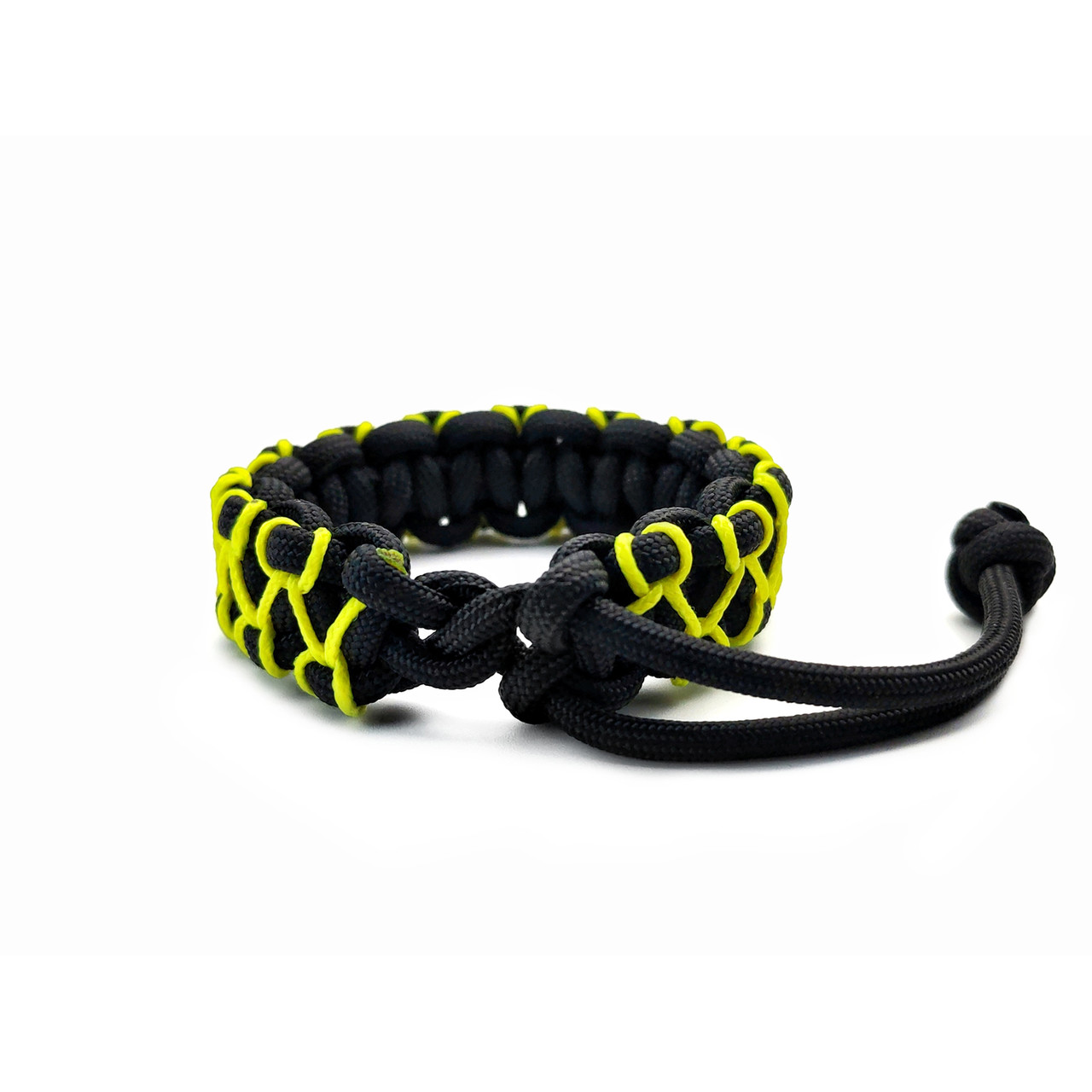 ОрЛина браслет из паракорда Mad Max - Black 550 & Neon Yellow Microcord, размер XS