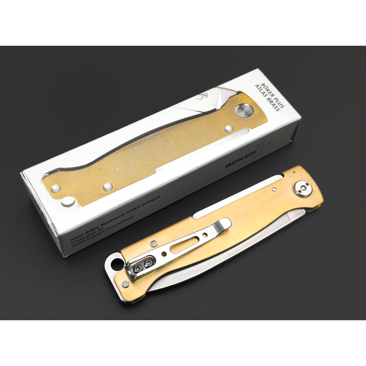 Boker Plus 01BO853 Atlas Brass сталь 12С27, рукоять латунь