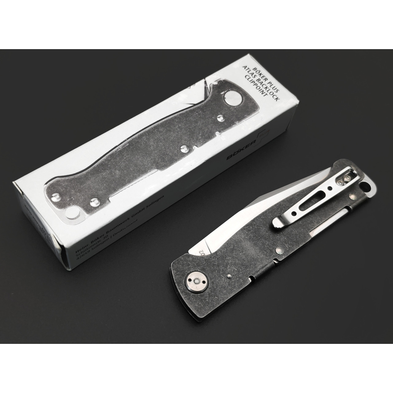 Boker Plus складной нож Atlas Backlock Clippoint 01BO866 сталь D2, рукоять Сталь