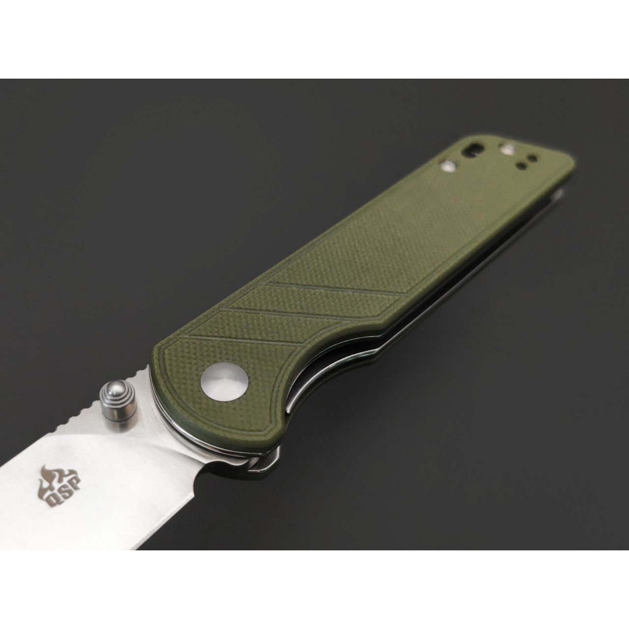QSP складной нож Parrot QS102-B сталь D2, рукоять G10 олива