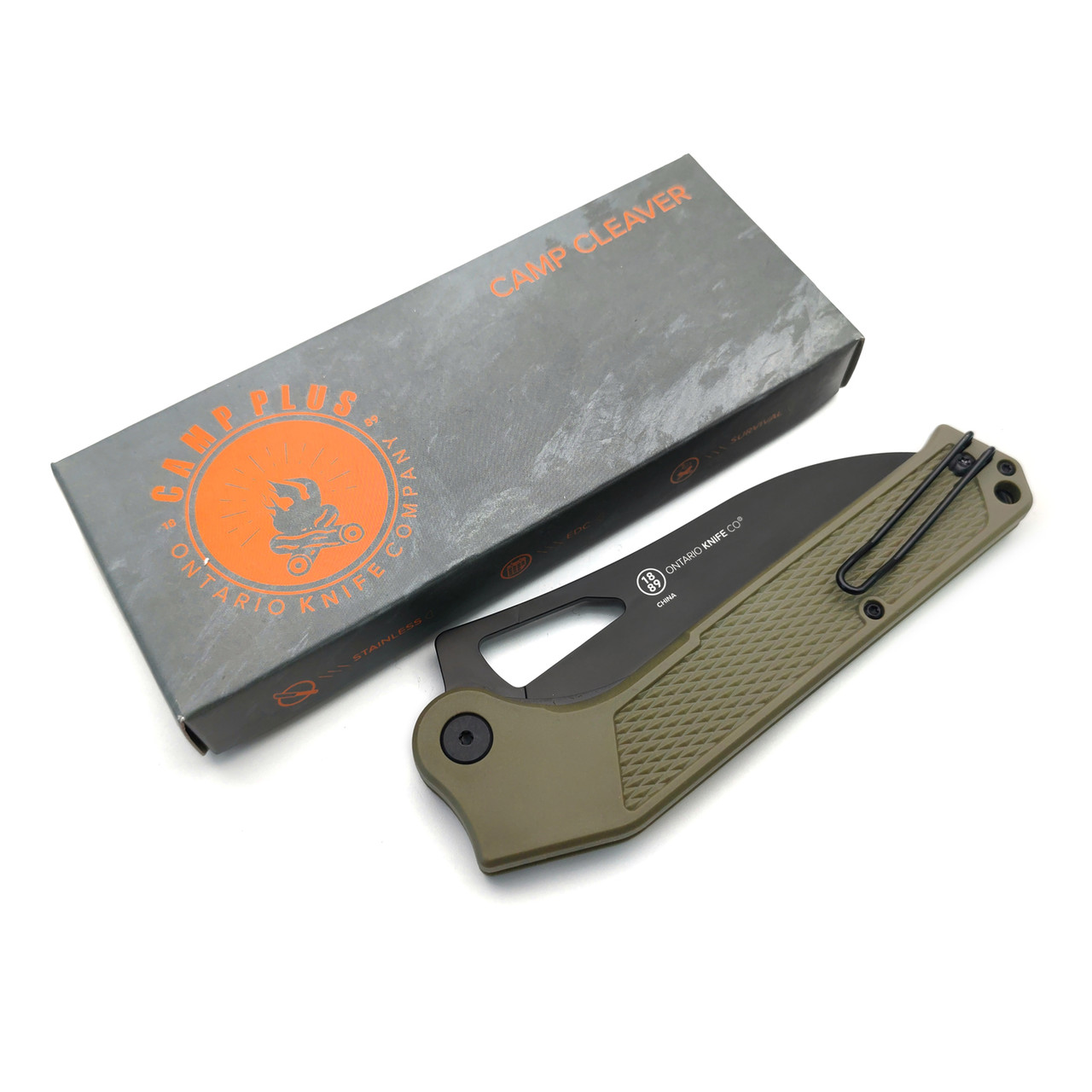 Ontario складной нож Camp Plus EDC Linerlock 4320 сталь 420 чёрный, рукоять GRN олива