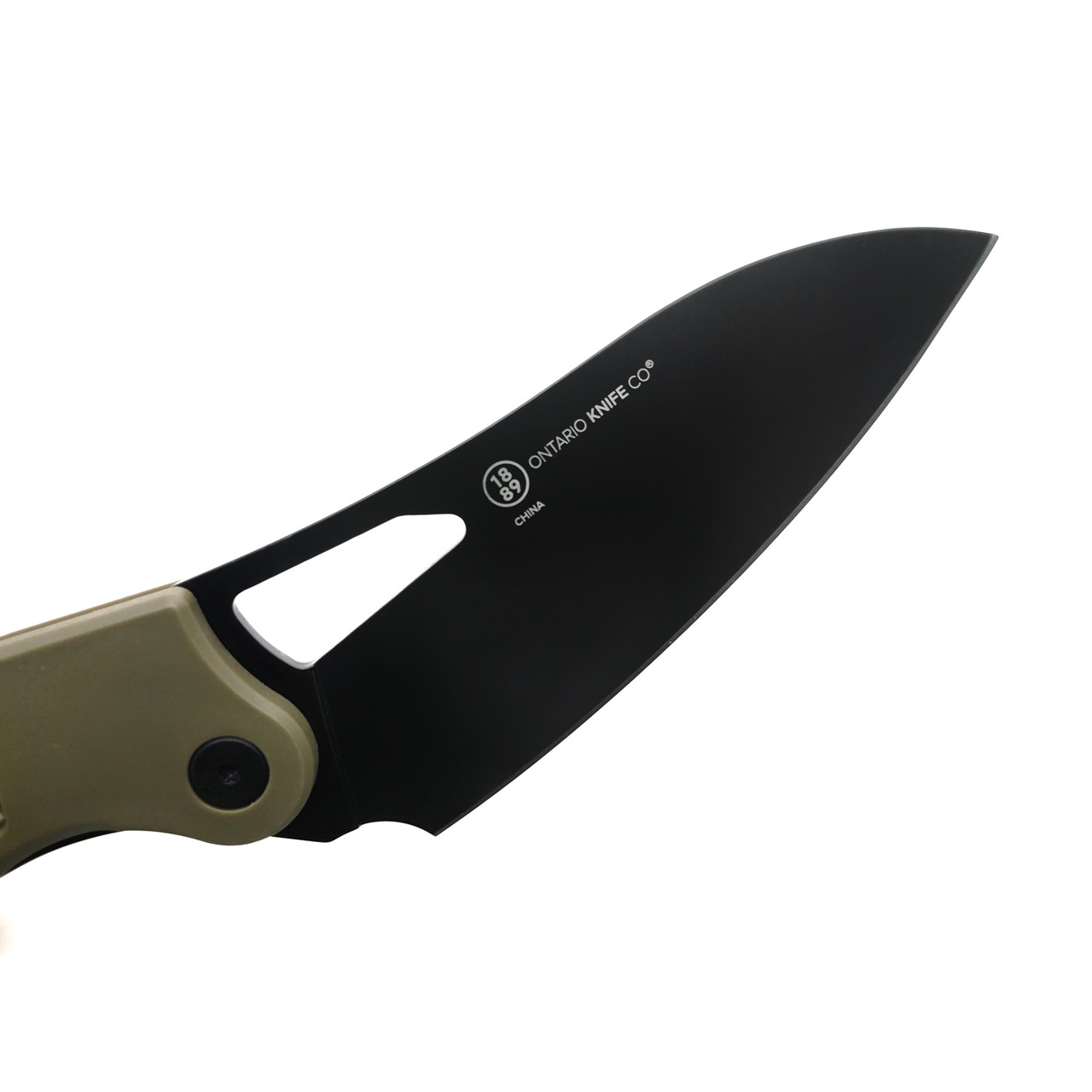Ontario складной нож Camp Plus EDC Linerlock 4320 сталь 420 чёрный, рукоять GRN олива