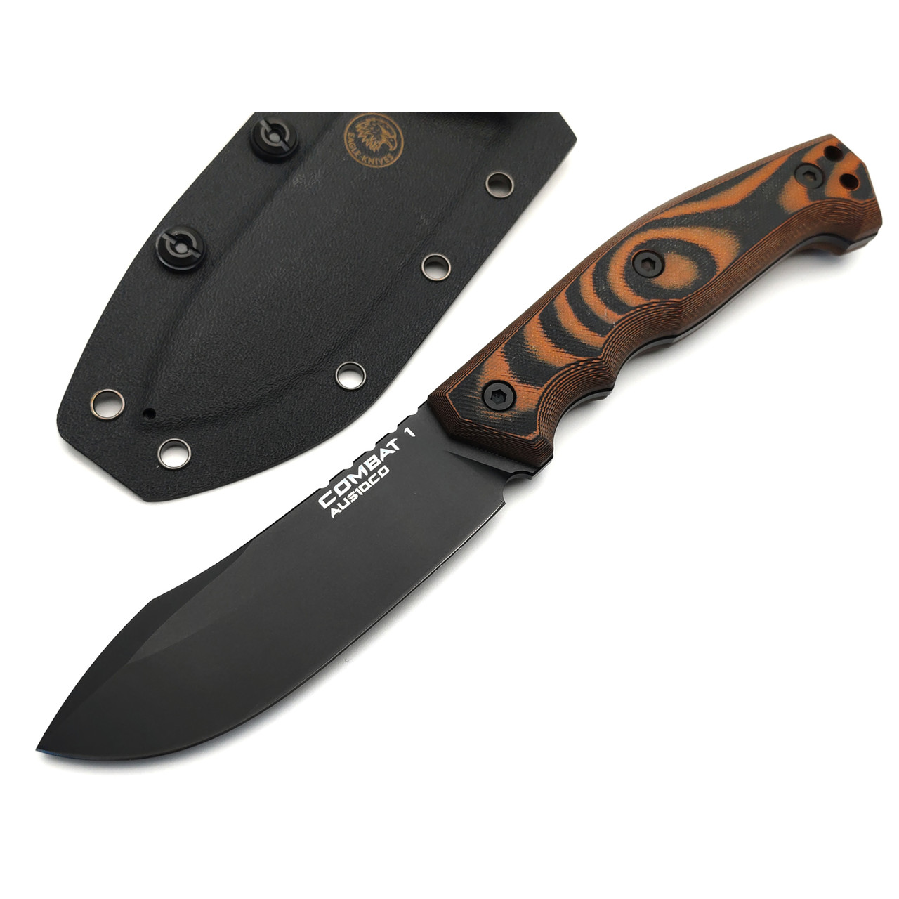 Eagle Knives нож Combat 1 сталь Aus10Co чёрная, рукоять G10 чёрный с оранжевым