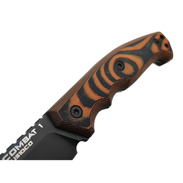 Eagle Knives нож Combat 1 сталь Aus10Co чёрная, рукоять G10 чёрный с оранжевым