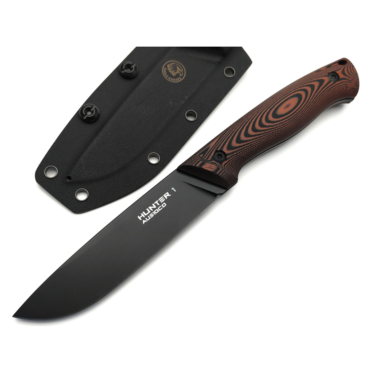 Eagle Knives нож Hunter 1 сталь Aus10Co чёрная, рукоять G10 чёрный с красным