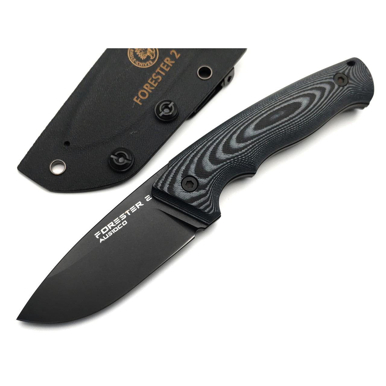 Eagle Knives нож Forester 2 сталь Aus-10Co чёрная, рукоять G10 чёрный с серым