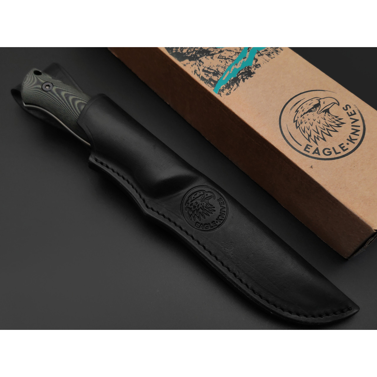 Eagle Knives нож Hunter 1 сталь D2 стоунвош, рукоять G10 чёрный с зелёным