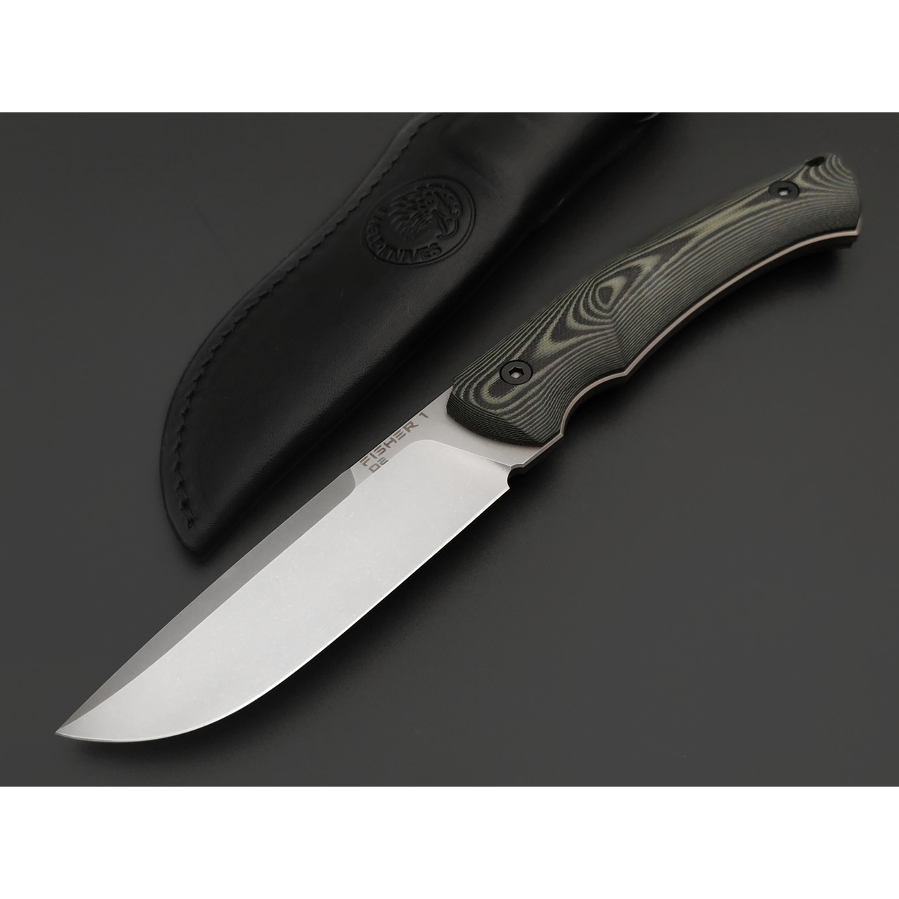 Eagle Knives нож Fisher 1 сталь D2 стоунвош, рукоять G10 чёрный с зелёным
