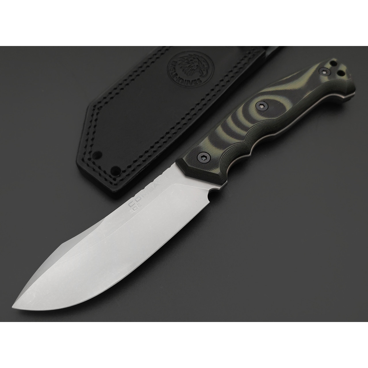 Eagle Knives нож Combat 1 сталь D2 стоунвош, рукоять G10 чёрный с зелёным