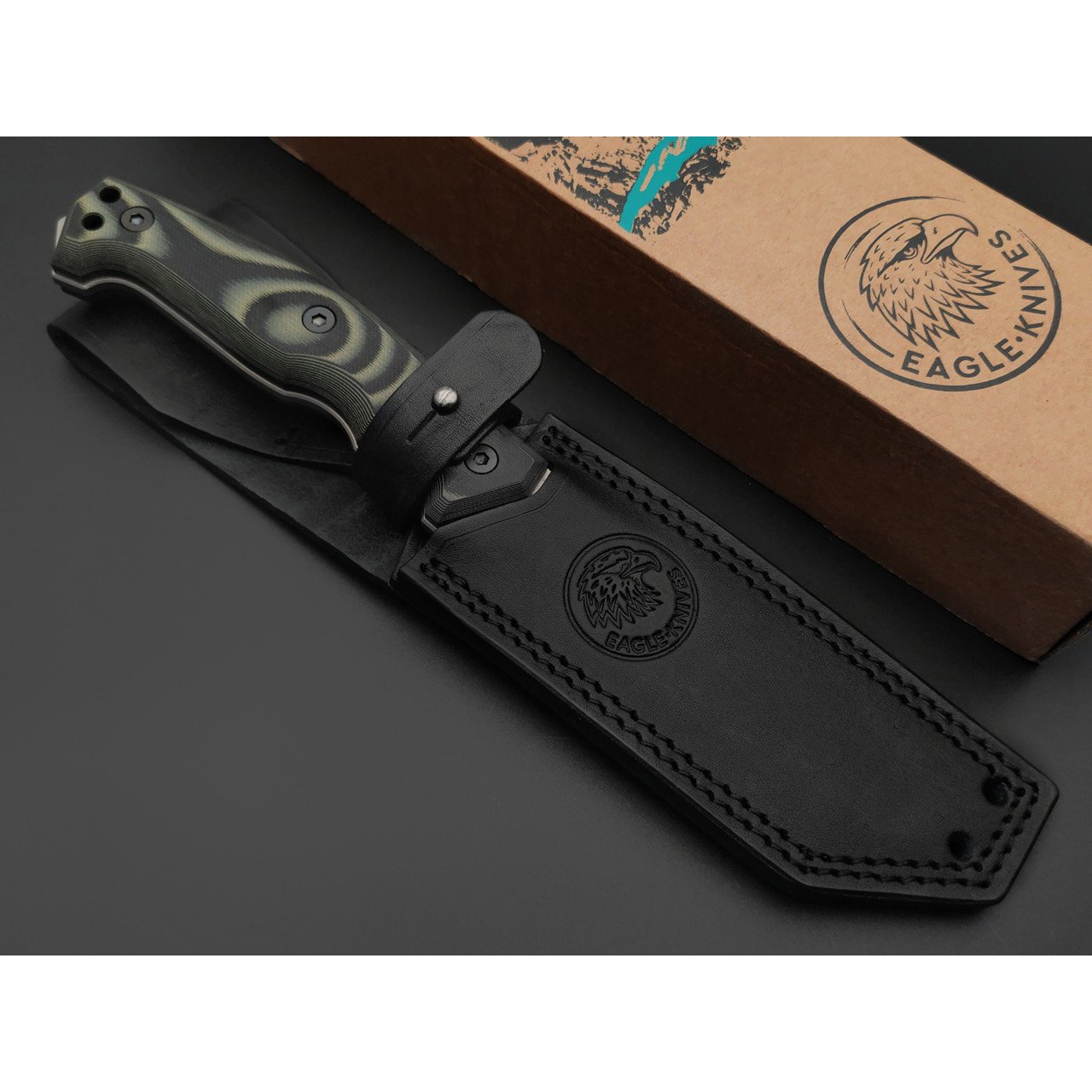 Eagle Knives нож Combat 1 сталь D2 стоунвош, рукоять G10 чёрный с зелёным