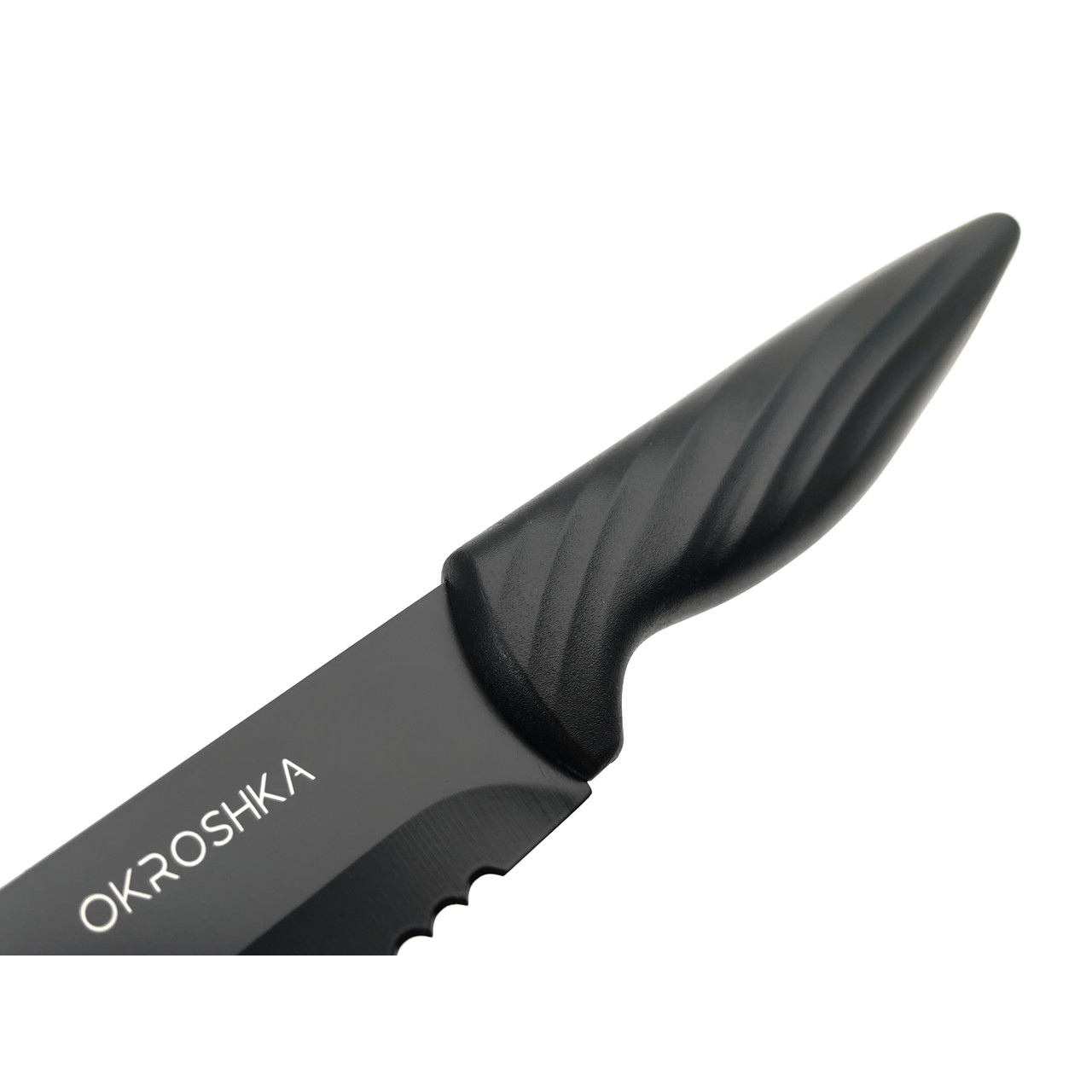 Okroshka хлебный нож Crouton OK912P-B-BR сталь 5Cr15MoV, чёрное покрытие, рукоять Полимер