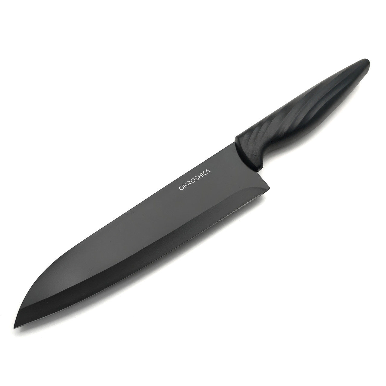 Okroshka нож сантоку Crouton OK912P-B-SN сталь 5Cr15MoV, чёрное покрытие, рукоять Полимер