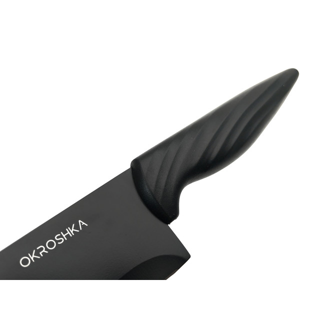 Okroshka нож сантоку Crouton OK912P-B-SN сталь 5Cr15MoV, чёрное покрытие, рукоять Полимер