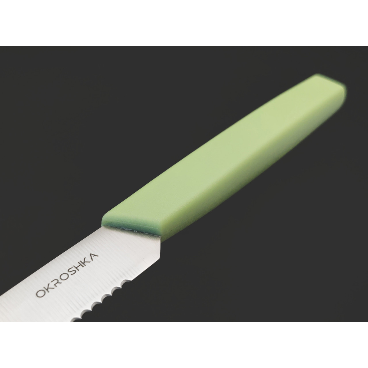 Okroshka нож для стейка Salad OK225P-GN-STS сталь 5Cr15MoV, рукоять Полимер зелёный