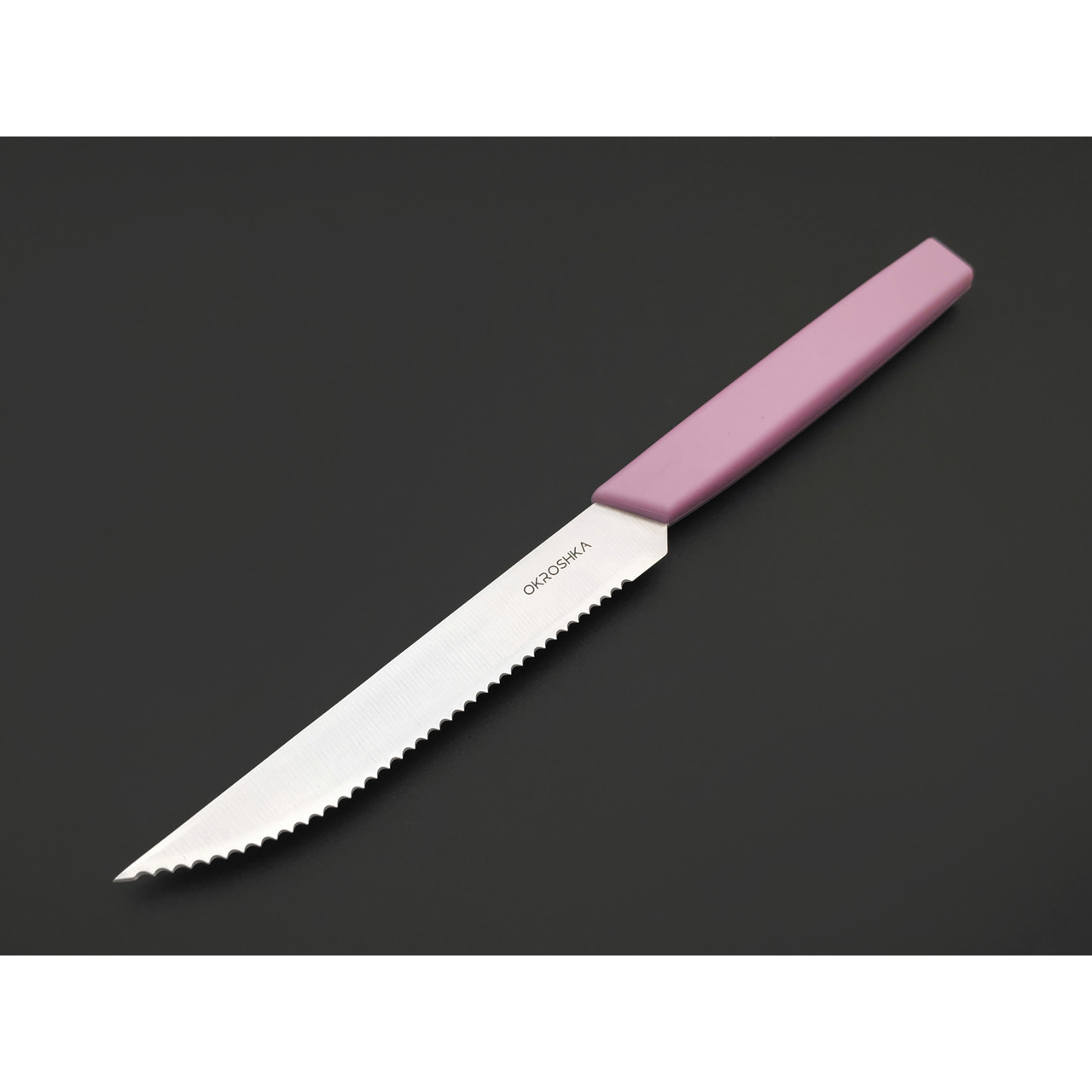 Okroshka нож для стейка Salad OK225P-PN-STS сталь 5Cr15MoV, рукоять Полимер розовый