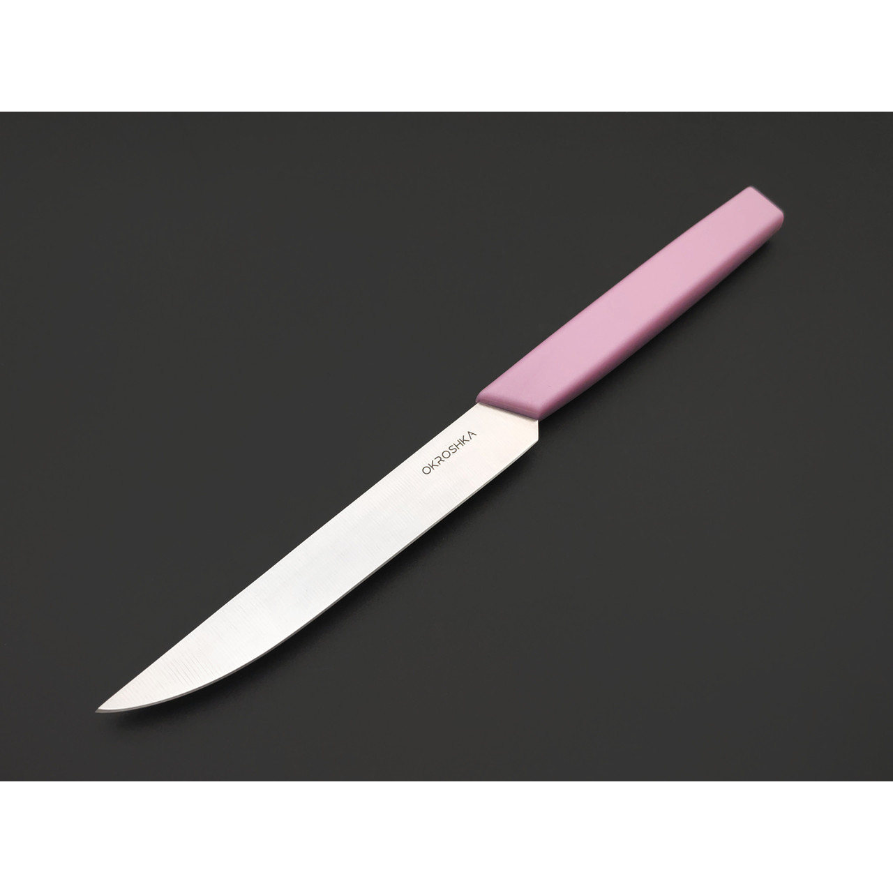 Okroshka нож для стейка Salad OK225P-PN-ST сталь 5Cr15MoV, рукоять Полимер розовый