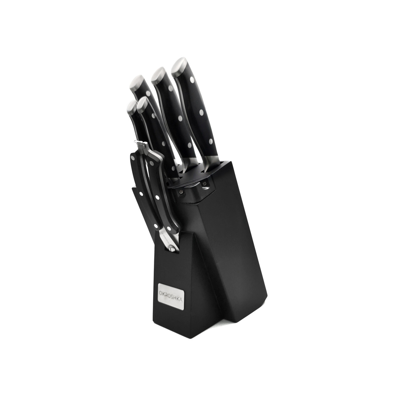 Okroshka набор кухонных ножей Tartar с подставкой OK913SP-SET, 5 ножей, ножницы
