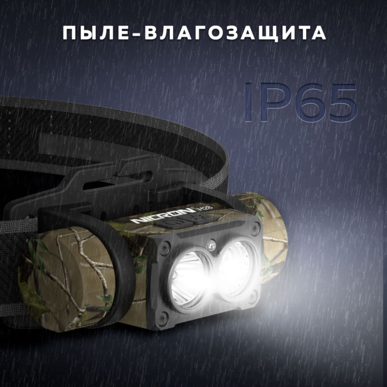 NICRON cветодиодный двухлучевой налобный фонарь H28 Camo 1600LM IP65