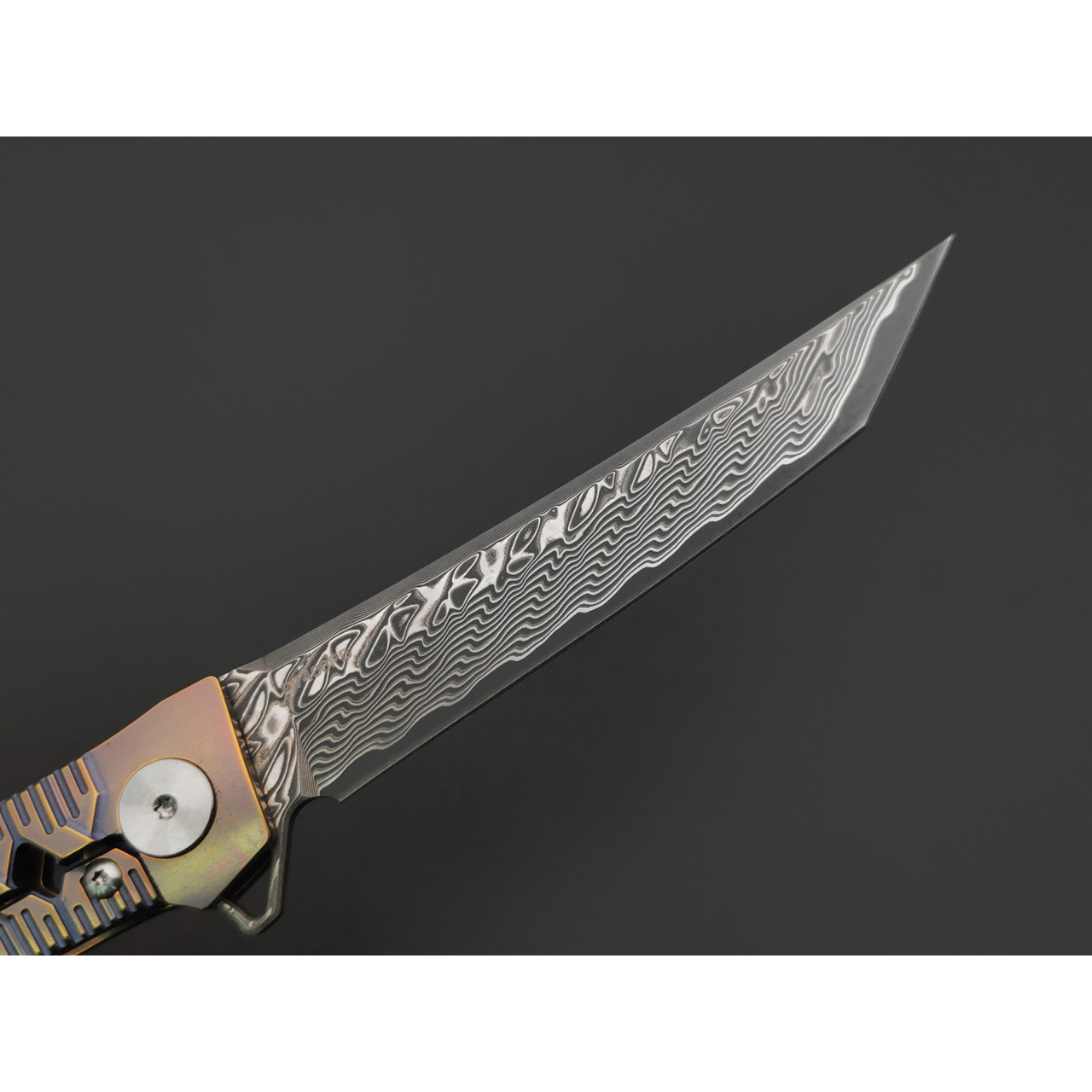 Dr.Tech складной нож Katana Fold Pro D7406PB сталь Ламинат VG-10 и Дамаск, рукоять Титан TC4 бронзово-фиолетовый