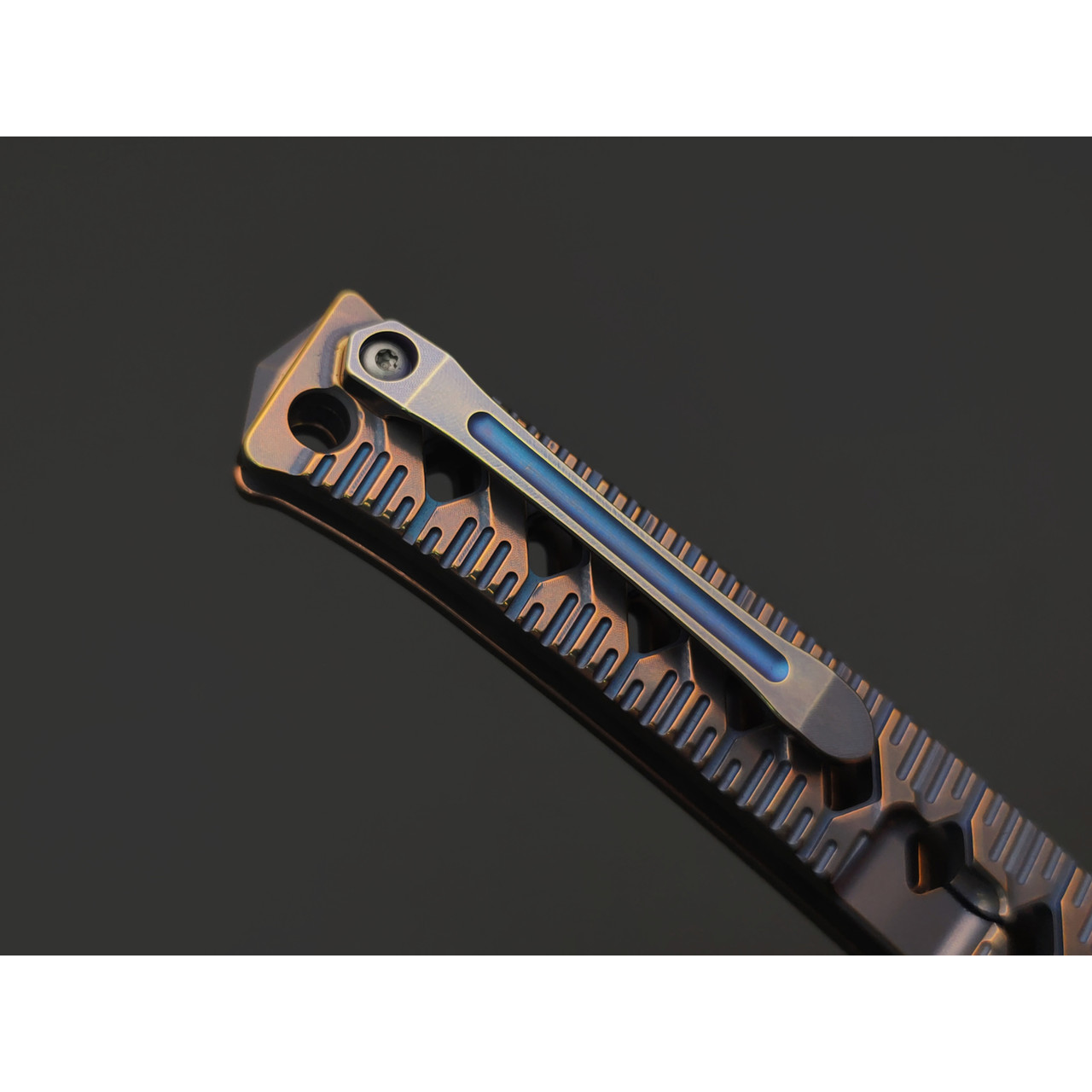 Dr.Tech складной нож Katana Fold Pro D7406PB сталь Ламинат VG-10 и Дамаск, рукоять Титан TC4 бронзово-фиолетовый