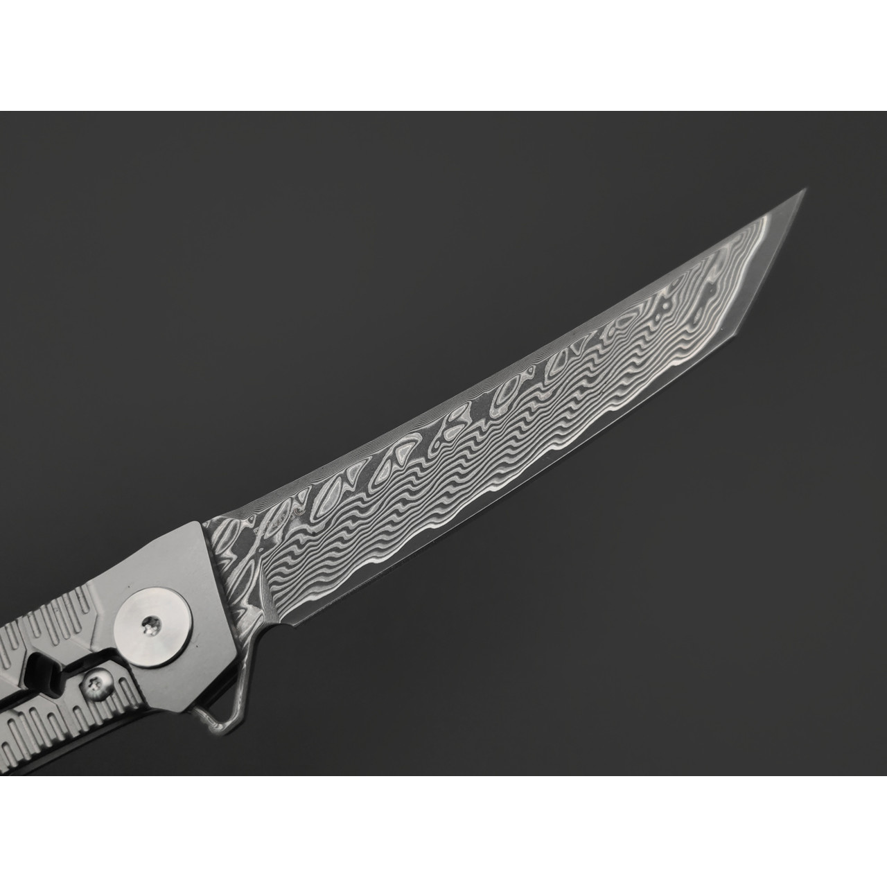 Dr.Tech складной нож Katana Fold Pro D7406G сталь Ламинат VG-10 и Дамаск, рукоять Титан TC4 серый