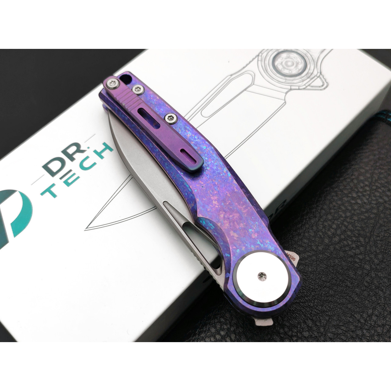 Dr.Tech складной нож Ondin Pro D4130P сталь M390, рукоять Титан TC4 фиолетовый
