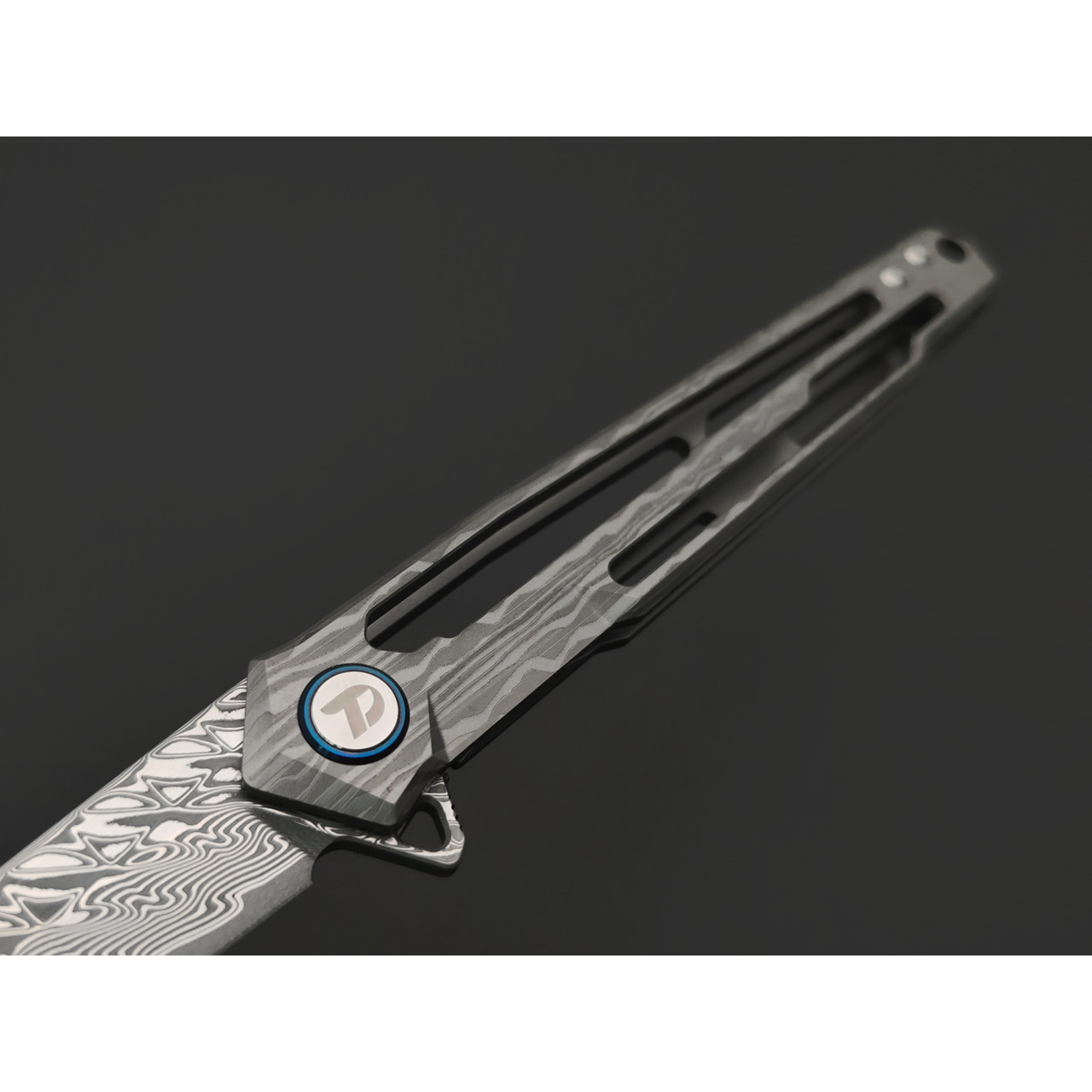 Dr.Tech складной нож Zefiro D7394G сталь Ламинат VG-10 и Дамаск, рукоять Титан TC4 серый