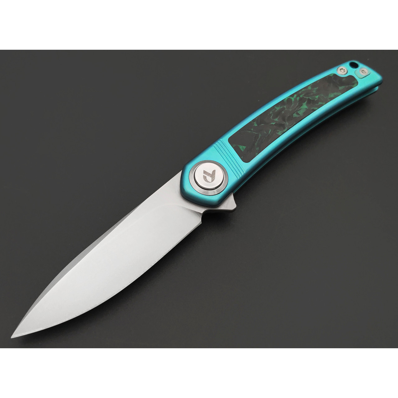 Dr.Tech складной нож Zenith D4288BL сталь M390, рукоять Титан TC4 бирюзовый, карбон