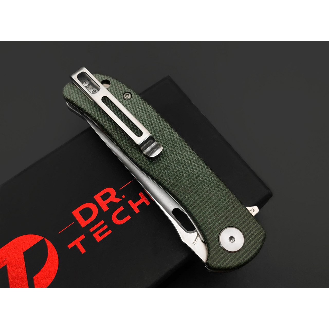 Dr.Tech складной нож Ruby D3898MGR сталь D2, рукоять Микарта зелёная