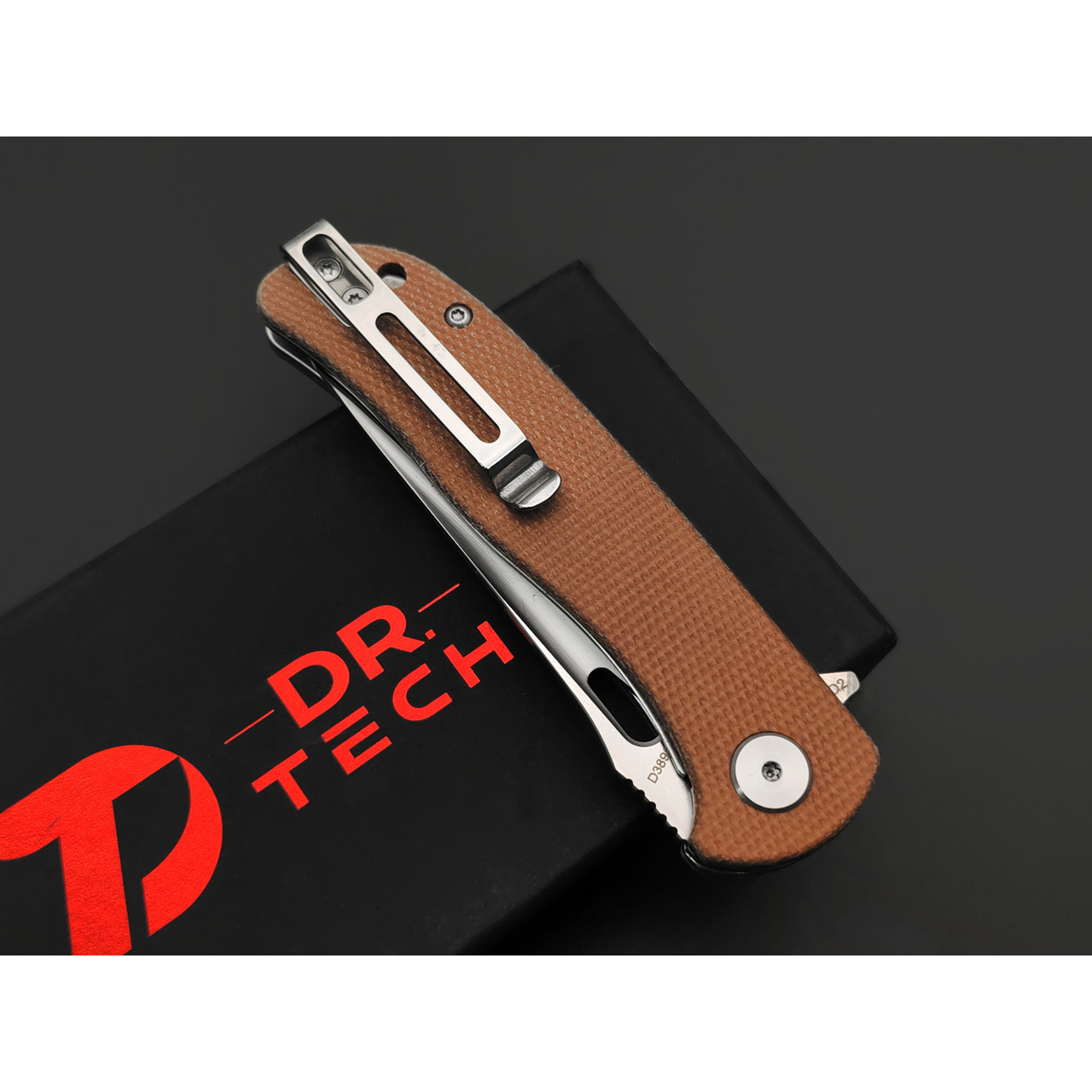 Dr.Tech складной нож Ruby D3898MO сталь D2, рукоять Микарта оранжевая