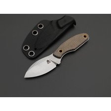 PhantomTools нож Канюк Нано 2.0 сталь N690 стоунвош, рукоять Микарта зелёный холст, ножны Кайдекс чёрный