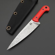 Кирилл Козлов нож Хэнди-2П сталь Aus-10Co худ. травление, рукоять G10 красный, карбон